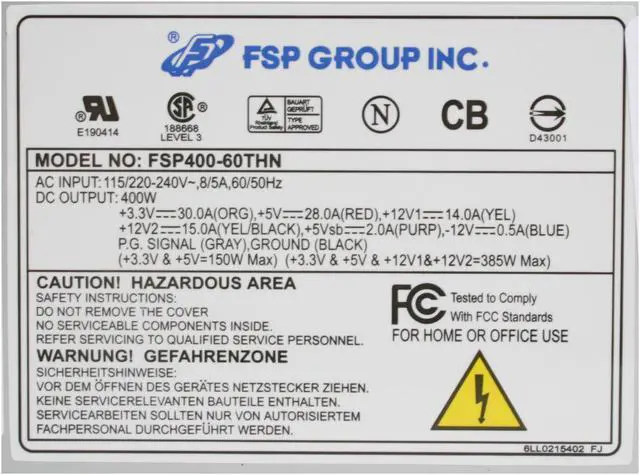 Alt view image 5 of 8 - FSP Group FSP400-60THN 400W ATX2.0    Power Supply - OEM