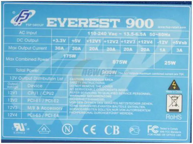 Alt view image 4 of 10 - FSP Group Everest 900 900 W ATX12V V2.2/EPS V2.91 SLI Ready CrossFire Ready Modular Active PFC Power Supply