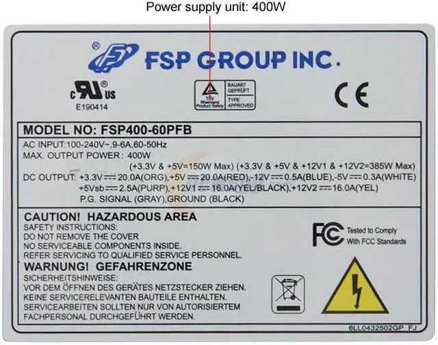 Alt view image 4 of 6 - FSP Group FSP400-60PFB 20+4Pin 400W Server Power Supply - OEM