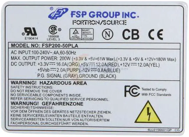 Alt view image 3 of 4 - FSP Group FSP200-50PLA 20Pin 200W Single FLEX ATX Server Power Supply - OEM