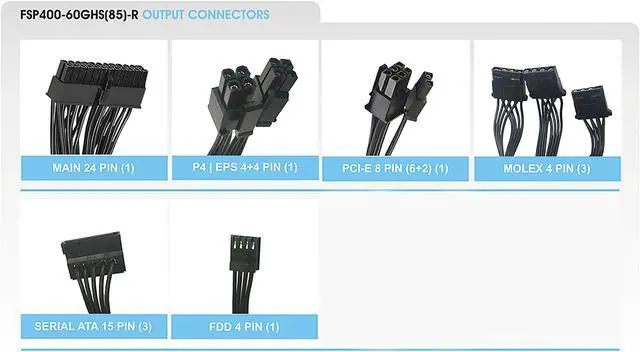 Alt view image 7 of 7 - FSP 400W Micro ATX12V / SFX12V 80 PLUS BRONZE Certified Active PFC Power Supply with Intel Haswell Ready (FSP400-60GHS(85)-R1)