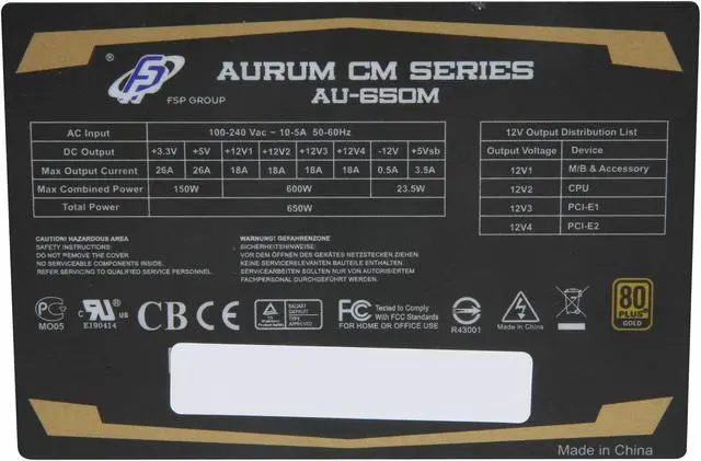 Alt view image 5 of 7 - FSP Group AURUM GOLD 650W (AU-650M) ATX12V/EPS12V Modular Flat Cable, 80 PLUS GOLD, SLI and AMD CrossFireX Certified Compatible with Intel Core i5, i7 Power Supply