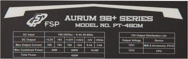 Alt view image 5 of 7 - FSP Group AURUM 92+ Series PT-450M 450W ATX12V / EPS12V SLI Ready CrossFire Ready 80 PLUS PLATINUM Certified Modular Active PFC Power Supply