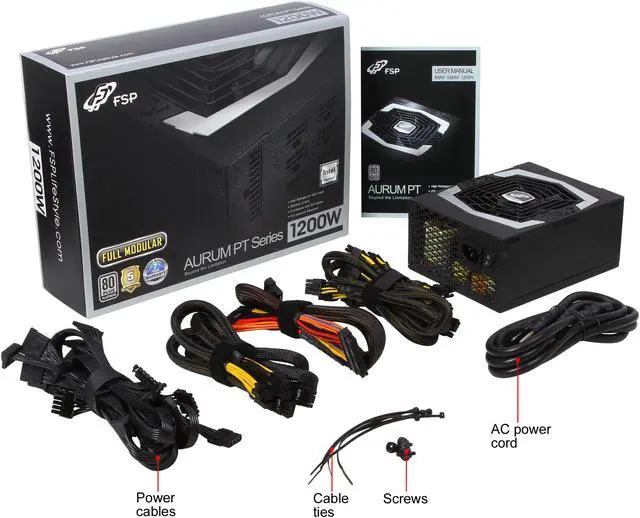 Alt view image 9 of 9 - FSP Group AURUM PT Series 1200W (PT1200FM) ATX12V/EPS12V 80 PLUS PLATINUM Certified Full Modular Power Supply New 4th Gen CPU Certified Haswell Ready