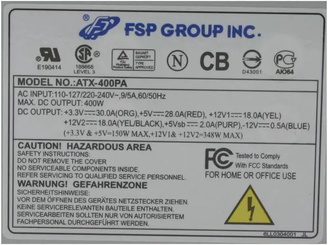 Alt view image 4 of 6 - FSP Group ATX400-PA 400W ATX12V     Power Supply - OEM