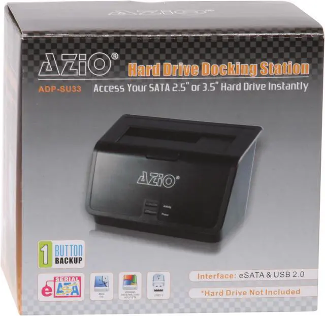 Alt view image 7 of 7 - AZiO ADP-SU33 ABS 2.5" & 3.5" Black SATA USB 2.0 & eSATA HDD Docking Station (OTB)