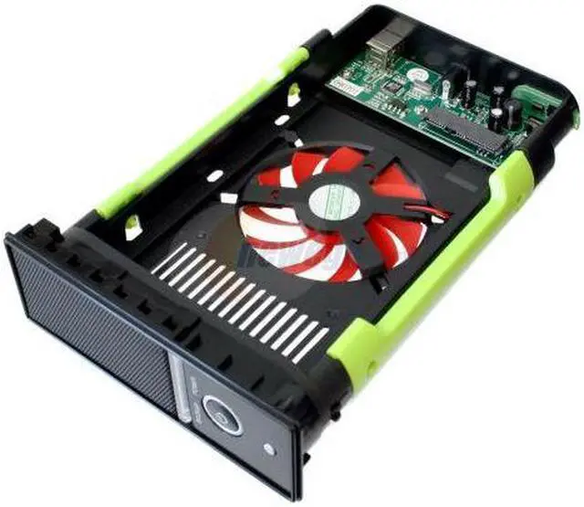 Alt view image 3 of 4 - AZiO E377S31 Aluminum 3.5" Black SATA USB 2.0 External Enclosure w/oversized 3" Cooling Fan + one touch backup