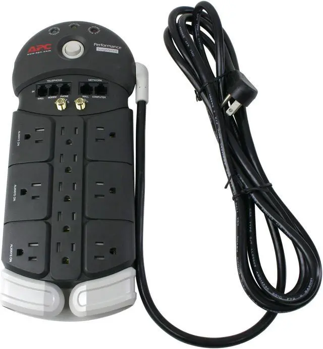 Alt view image 3 of 5 - APC PF11VNT3 10 ft. 11 Outlets 3400 joules Power Surge Protector w/ Phone line, Coax & Ethernet Protection