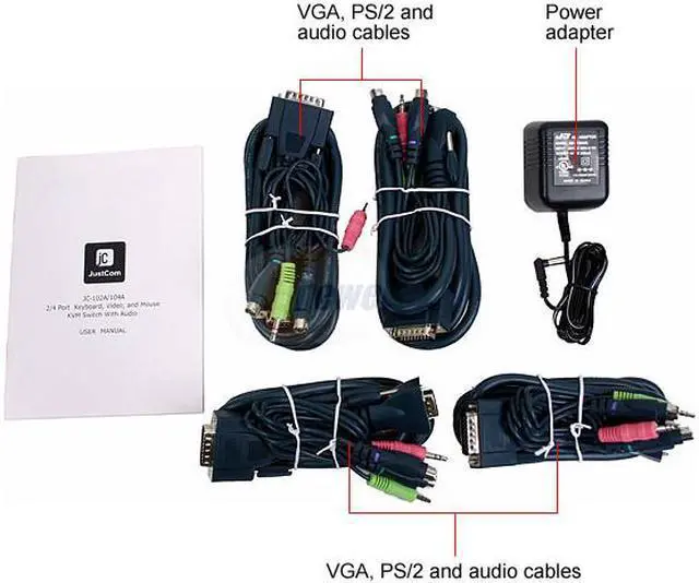 Alt view image 4 of 5 - JustCom Compact JC-104A Multi-Media KVM switch W/ 2Level Audio Switching