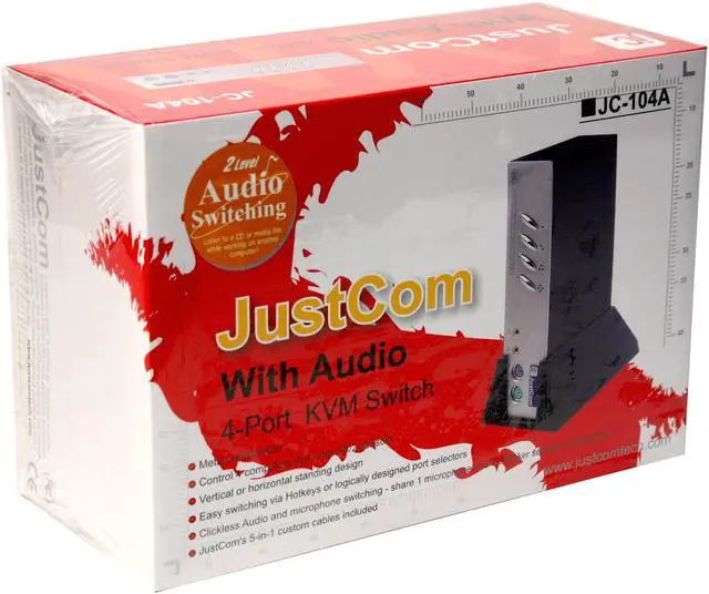 Alt view image 5 of 5 - JustCom Compact JC-104A Multi-Media KVM switch W/ 2Level Audio Switching