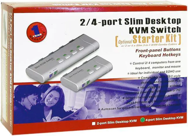 Alt view image 4 of 4 - LINKSKEY LKV-S04SK 4-Port Slim Desktop KVM Switch w/3-in-1 Combo Cables