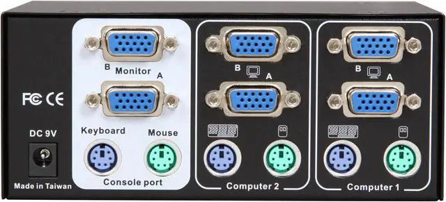 Alt view image 3 of 4 - LINKSKEY LKV-DM02SK 2-Port Dual Monitor PS/2 KVM Switch w/ Cables