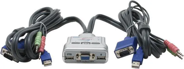 Alt view image 4 of 6 - LINKSKEY LKU-UA02 USB KVM-in-the Cable Switch w/ Audio&Mic and built-in Cables