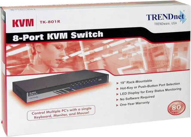 Alt view image 4 of 4 - TRENDnet TK-801R 8-Port PS/2 Rack Mount KVM Switch