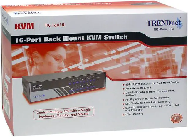 Alt view image 5 of 5 - TRENDnet TK-1601R 16-Port PS/2 Rack Mount KVM Switch