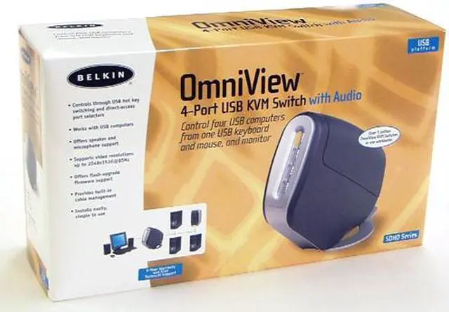Alt view image 5 of 5 - BELKIN OmniView SOHO F1DS104U 4-Port USB KVM Switch with Audio