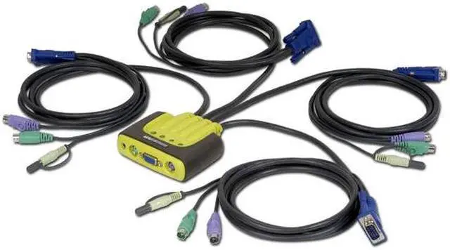 Alt view image 2 of 3 - IOGEAR GCS614A 4-Port PS/2 KVM switch with build-in cables and audio support