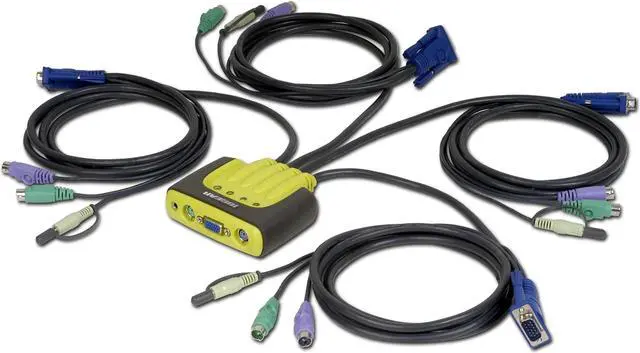 Main image of IOGEAR GCS614A 4-Port PS/2 KVM switch with build-in cables and audio support