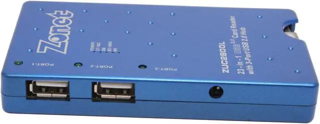 Alt view image 3 of 7 - Zonet ZUC2800L 23-in-1 USB 2.0 CardReader w/3pt USB 2.0 Hub