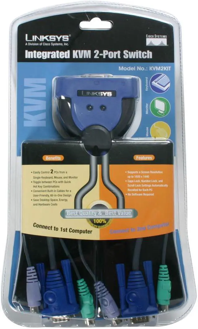 Alt view image 3 of 3 - LINKSYS KVM2KIT Integrated KVM Switch