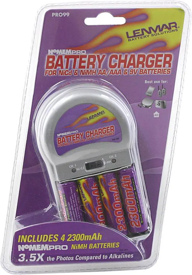 Main image of LENMAR PRO-99 4-pack 2300mAh AA Ni-MH Rechargeable Batteries & Charger Kit