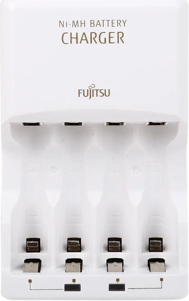 Alt view image 2 of 7 - Fujitsu AA/AAA Ni-MH Battery Charger Kit with 4-Pack AA 2000 mAh Rechargeable Batteries (Made in Japan)