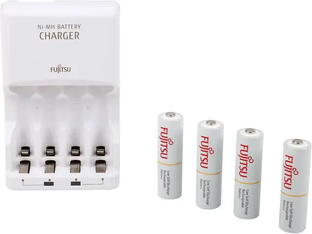 Alt view image 6 of 7 - Fujitsu AA/AAA Ni-MH Battery Charger Kit with 4-Pack AA 2000 mAh Rechargeable Batteries (Made in Japan)