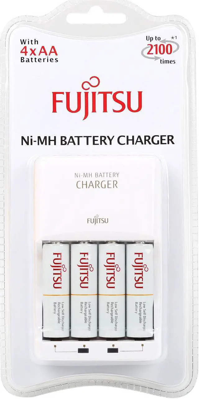 Alt view image 7 of 7 - Fujitsu AA/AAA Ni-MH Battery Charger Kit with 4-Pack AA 2000 mAh Rechargeable Batteries (Made in Japan)