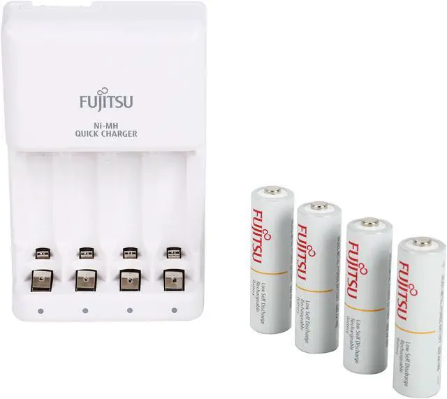 Alt view image 6 of 7 - Fujitsu Smart Cut-Off Advance Individual AA/AAA Ni-MH Battery 4-hour Quick Charger Kit with 4-Pack AA 1900mAh Rechargeable Batteries