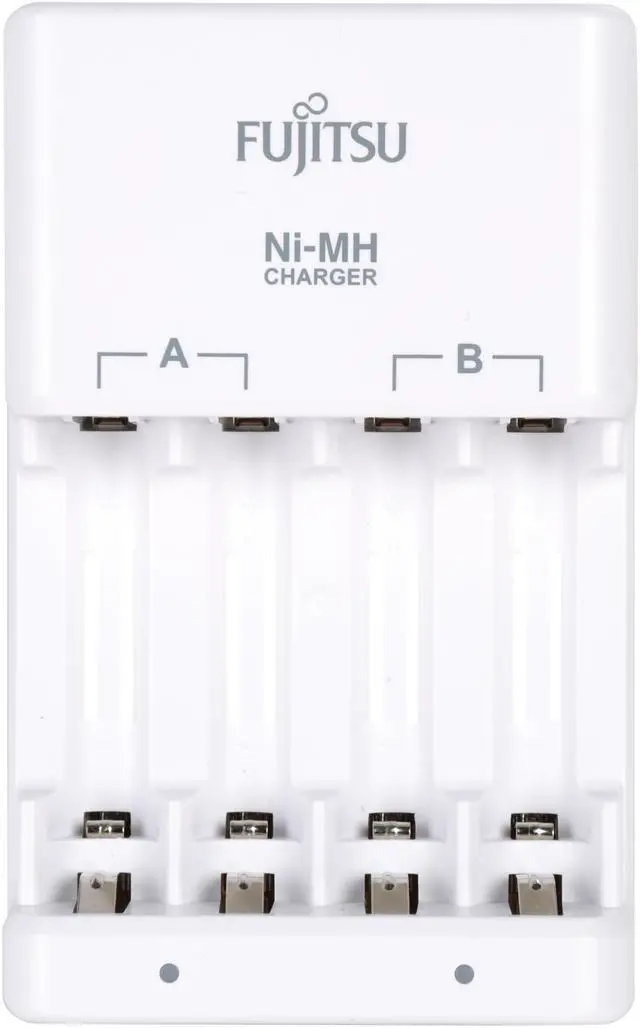Alt view image 2 of 5 - FUJITSU AA / AAA Ni-MH Battery Charger Kit with 8-Pack AA 1900mAh and 4-Pack AAA 750mAh Rechargeable Batteries, 2 D Size and 2 C Size Spacers