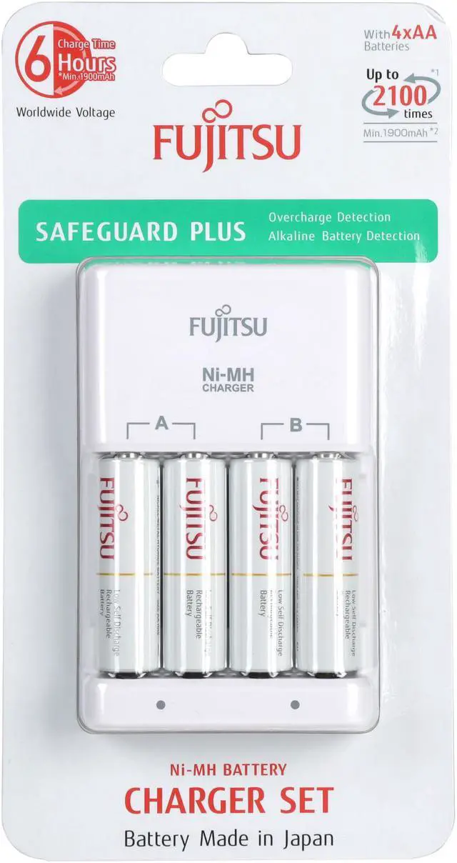 Alt view image 5 of 5 - Fujitsu Ni-MH Battery Charger Kit with AA 2000mAh Rechargeable Batteries 4-Pack (Made in Japan)