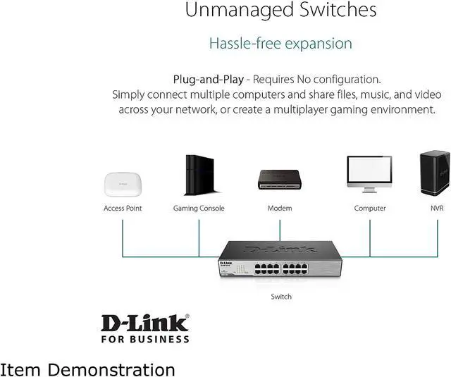 Alt view image 5 of 8 - D-Link Ethernet Switch, 16 Port 10/100 Unmanaged Desktop, Fanless Rackmount Network Hub Internet (DSS-16+)