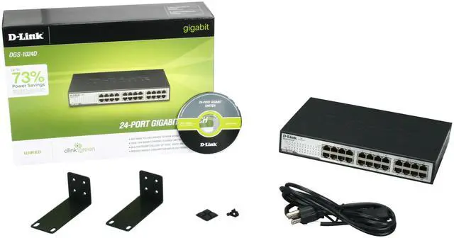 Alt view image 6 of 5 - D-Link DGS-1024D Unmanaged 24-Port Gigabit Unmanaged Desktop or Rackmount Switch