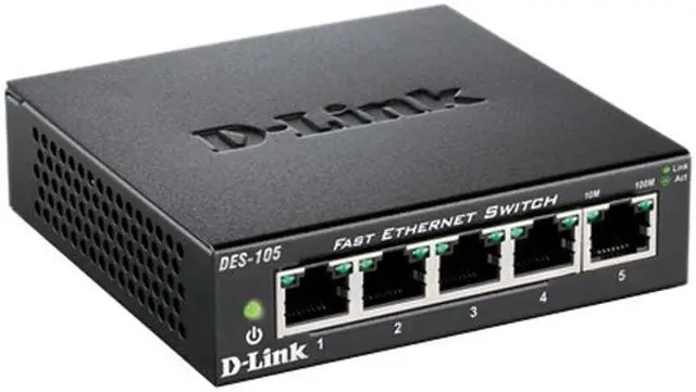 Alt view image 2 of 3 - D-Link DES-105 5 Port 10/100 Unmanaged Metal Desktop Switch