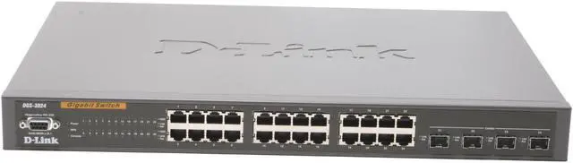 Alt view image 2 of 5 - D-Link DGS-3024 10/100/1000Mbps Managed Layer 2 Switch 24-port 10/100/1000 BASE-T with 4 Combo SFP Expansion Slots 8K MAC Address Table