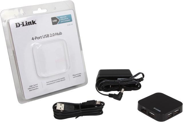 Alt view image 7 of 6 - D-Link DUB-H4 USB2.0 4-Port Hub w/ one fast charging port & power adapter