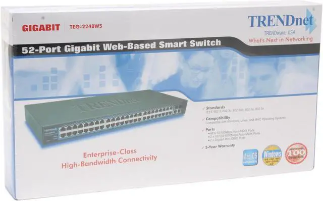 Alt view image 4 of 4 - TRENDnet 48-Port 10/100 Mbps Ethernet and 4-Port Gigabit Web Smart Switch with 2 Mini-GBIC Slots, TEG-2248WS. Limited Life Time Warranty