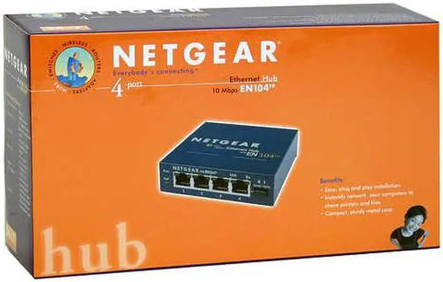 Alt view image 4 of 4 - NETGEAR EN104TP 4-Port 10Mbps Ethernet Hub