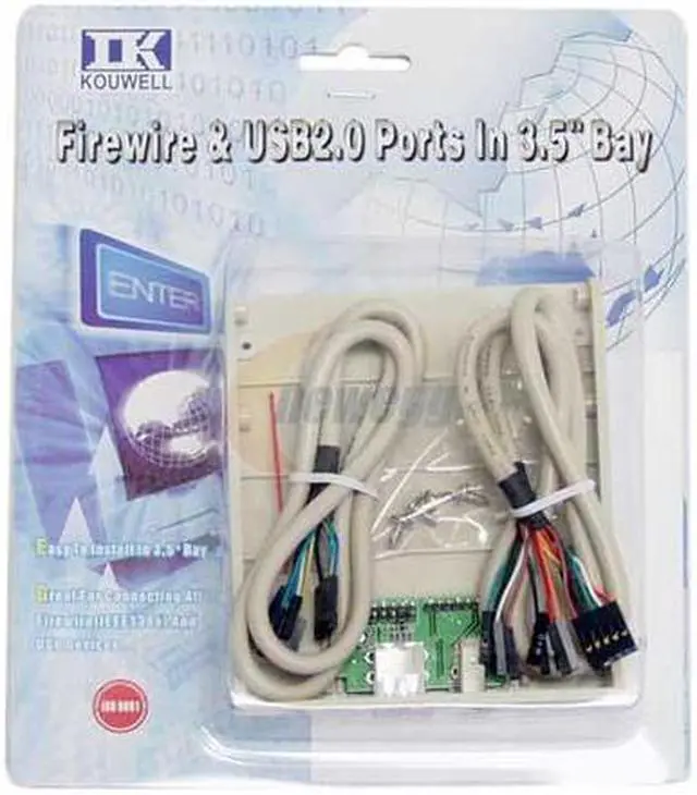 Alt view image 2 of 2 - Koutech F7771 FireWire/1394 & USB2.0 Combo Internal Front Bay Connector Module