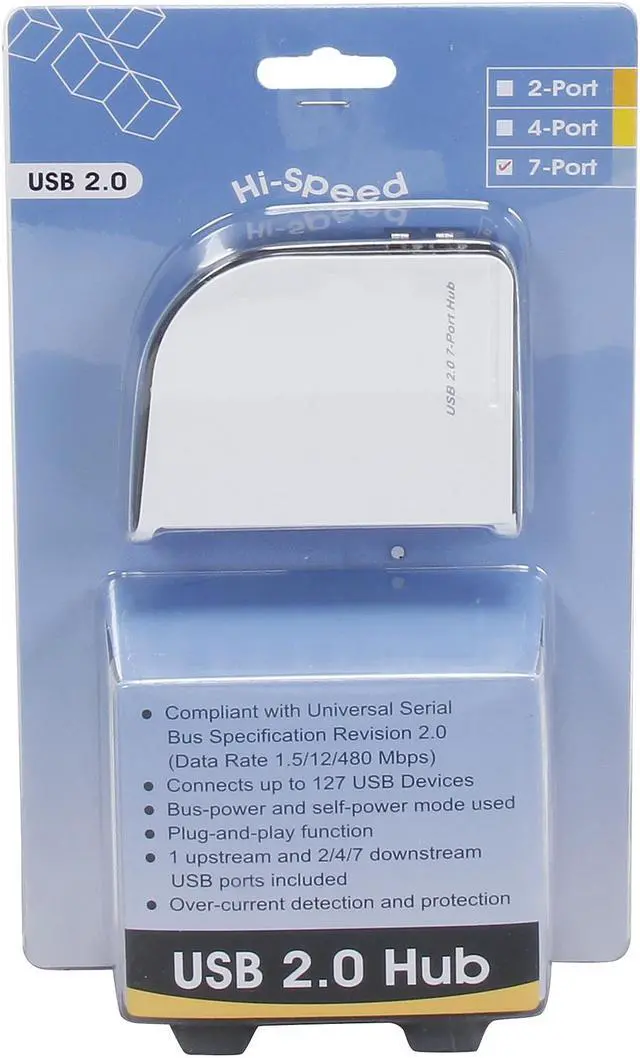 Alt view image 7 of 7 - GWC HU2F71 USB 2.0 7-Port Hub with 2.5A Power Adapter, bus-power/self-power modes