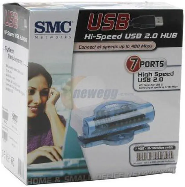 Alt view image 6 of 6 - SMC EZ Connect SMCUSBH7 7 Port USB2.0 Hub