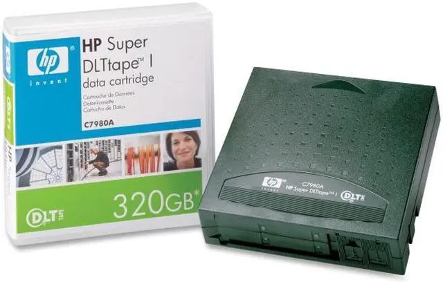 Main image of HP C7980A 110GB (native) / 220GB (compressed) on a SDLT 220 Drive 160GB (native) / 320GB (compressed) on a SDLT 320 Drive Super DLTtape I Tape Media 1 Pack