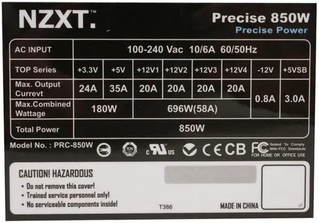 Alt view image 3 of 9 - NZXT PRECISE 850 850 W ATX12V SLI Ready Modular Active PFC Power Supply