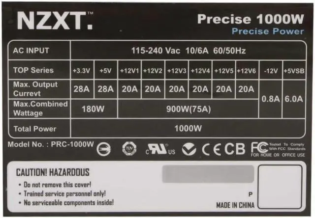 Alt view image 3 of 9 - NZXT PRECISE 1000 1000 W ATX12V SLI Ready CrossFire Ready Modular Active PFC Power Supply