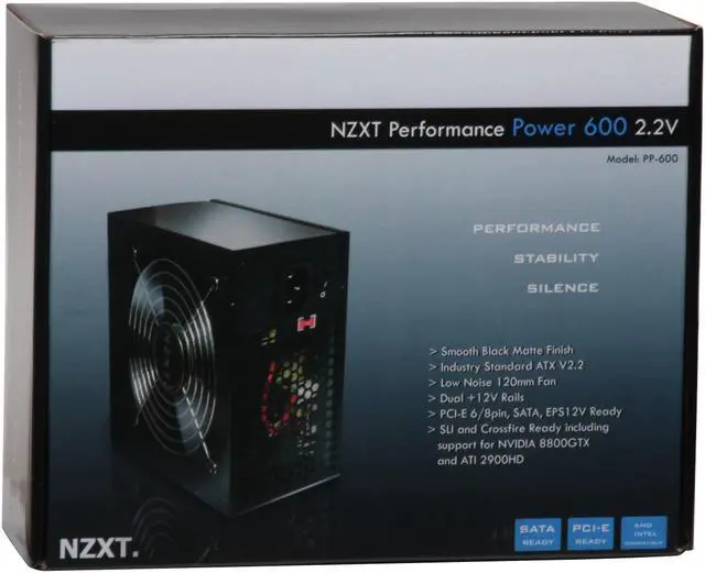 Alt view image 9 of 9 - NZXT PS-NT-PP600-R 600 W ATX / BTX SLI Ready CrossFire Ready Power Supply