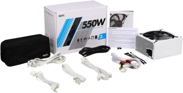 Alt view image 7 of 7 - NZXT HALE82 V2 550W White Cable 550W SLI CrossFire 80 PLUS BRONZE Certified Full Modular Power Supply