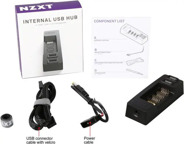 Alt view image 7 of 7 - NZXT Internal USB Hub - Expands 5 USB 2.0 Ports - Sleek Multifunctional Design - Molex Connection - Plug and Play