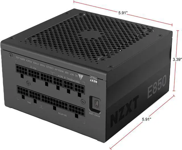 Alt view image 6 of 6 - NZXT E850 - 850-Watt ATX Gaming Power Supply (PSU) - Fully Modular Design - 80 Plus Gold Certified - Silent Operation - Digital Voltage and Temperature Monitoring - 10 Year Warranty