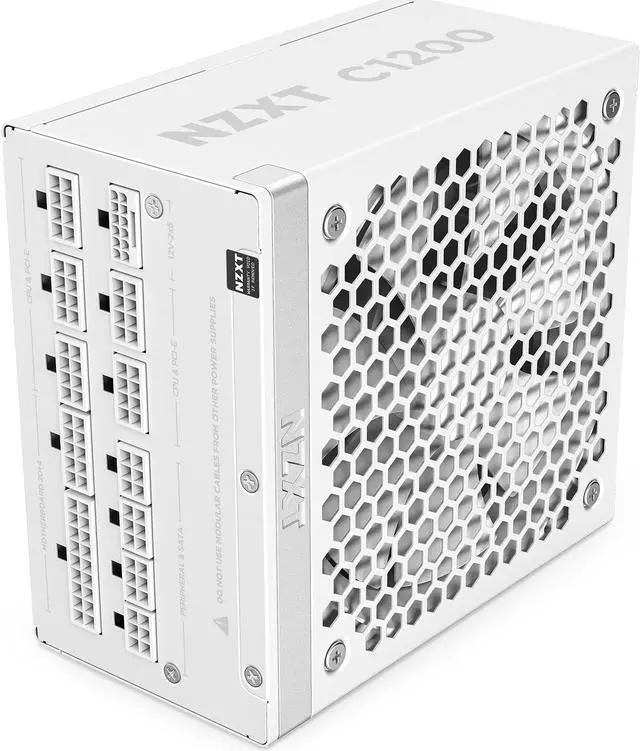 Alt view image 5 of 9 - NZXT ATX 3.1 1200 Watt 80 Plus Gold Fully Modular Low-Noise Power Supply - White - PA-2G2BW-US