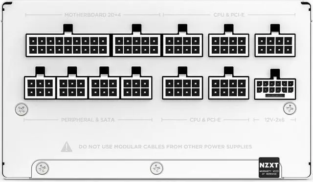 Alt view image 7 of 9 - NZXT ATX 3.1 1200 Watt 80 Plus Gold Fully Modular Low-Noise Power Supply - White - PA-2G2BW-US